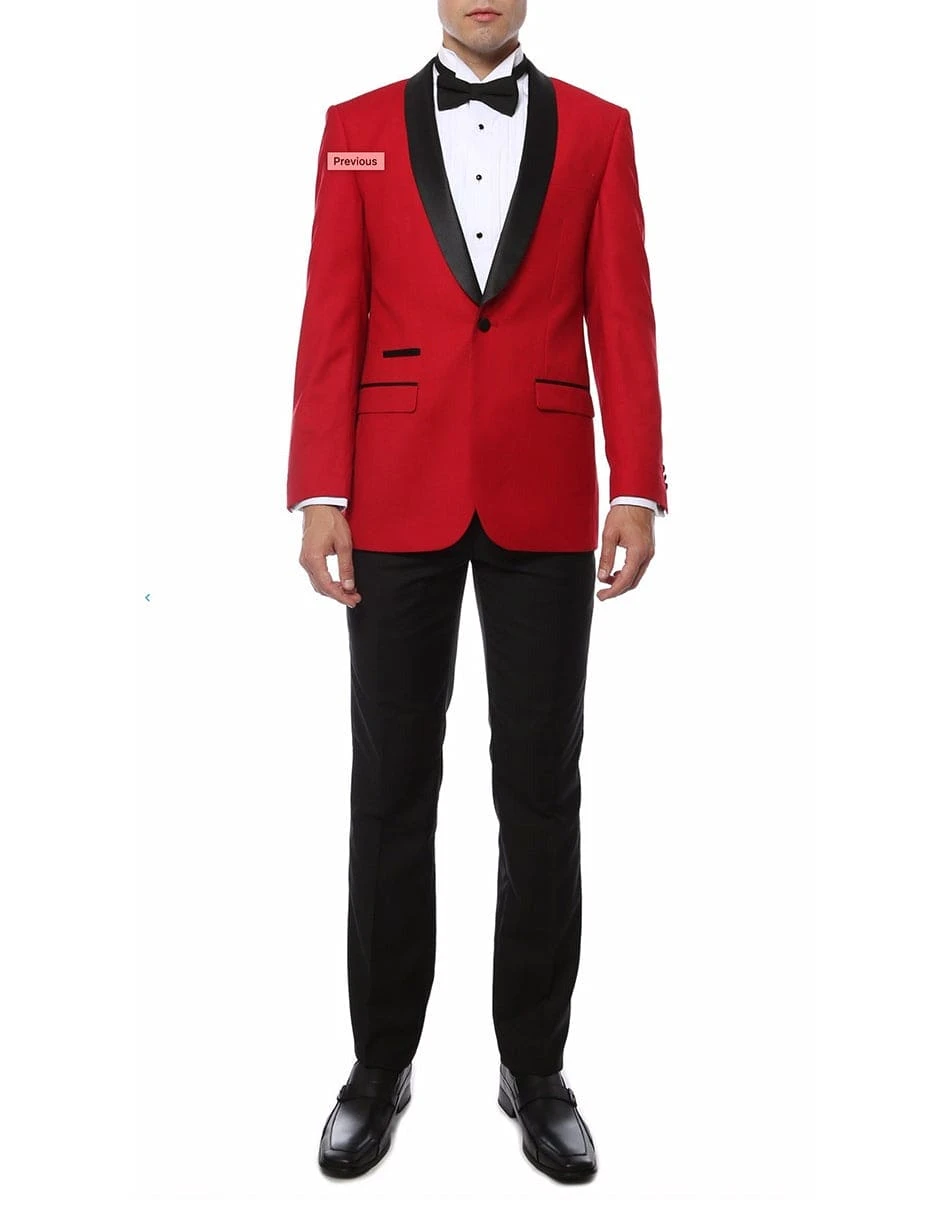 Mens Slim Fit Shawl Prom Tuxedo In Red 1 Mens Slim Fit Shawl Prom Tuxedo In Red