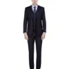 3 Piece Suit - Navy Blue Three Piece Suit - Mens Smart Slim Vested Suit Dark Navy Blue