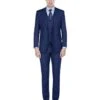 3 Piece Suit - Navy Blue Three Piece Suit - Mens Smart Slim Vested Suit Indigo Blue