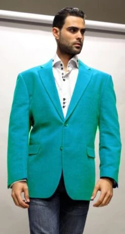 Velvet Blazer - Mens Velvet Jacket Cheap Priced Online Turquoise ~ Light Blue Stage Party Fabric Sport Coat