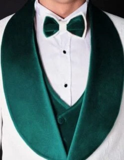 White And Teal Blue Lapel Tuxedo With Vest And Pants - Wedding Groom Suit -Alberto Nardoni Shop Mens Teal Blue Suits