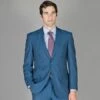 Mens Three Piece Suit - Vested Suit Light Blue Pinstripe - Indigo Stripe Suit - Cobalt Blue Business Suits