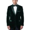Mens Peak Lapel Velvet Tuxedo Jacket In Hunter Green