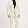 Mens White And Gold Embroidered Floral Suit – Prom Tuxedo Suit