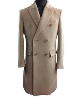Mens Overcoat -Mens Long Wool Topcoats- Topcoat For Men-Mens Double Breasted Overcoat - "Light Brown" Double Breasted Coat