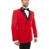 Mens Slim Fit Double Breasted Wool Tuxedo In Red