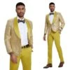 2025 Prom Special Mustard Paisley 2pc Mens Suit By Tazzio