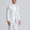 Men's White & Silver Floral Paisley Prom Tuxedo