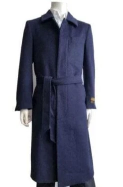 Belt Coat Mens Full Length Overcoat - Wholesale Coat - Wholesale Winter Coats -Alberto Nardoni Shop Navy Blue Full Length Belt Coat