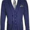 Gangster Suit - Mobster Suit - Mafia Suit For Mens 2 Button Gangster Pinstripe Suit In Dark Navy
