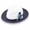 Tapa Crushable Straw Hat Fedora In Two Tone Navy-White