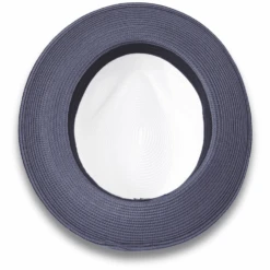 Tapa Crushable Straw Hat Fedora In Two Tone Navy-White -Alberto Nardoni Shop Navy White.3