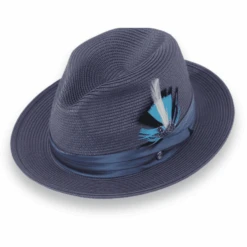Tapa Crushable Straw Hat Fedora In Navy