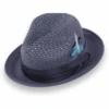 Castor Crushable Straw Hat Fedora In Navy