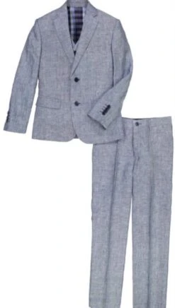Tan Linen Suit - Boys Linen Suit - Toddler Linen Suit - Kids Linen Single Breasted Suit -Alberto Nardoni Shop Navy Suit1