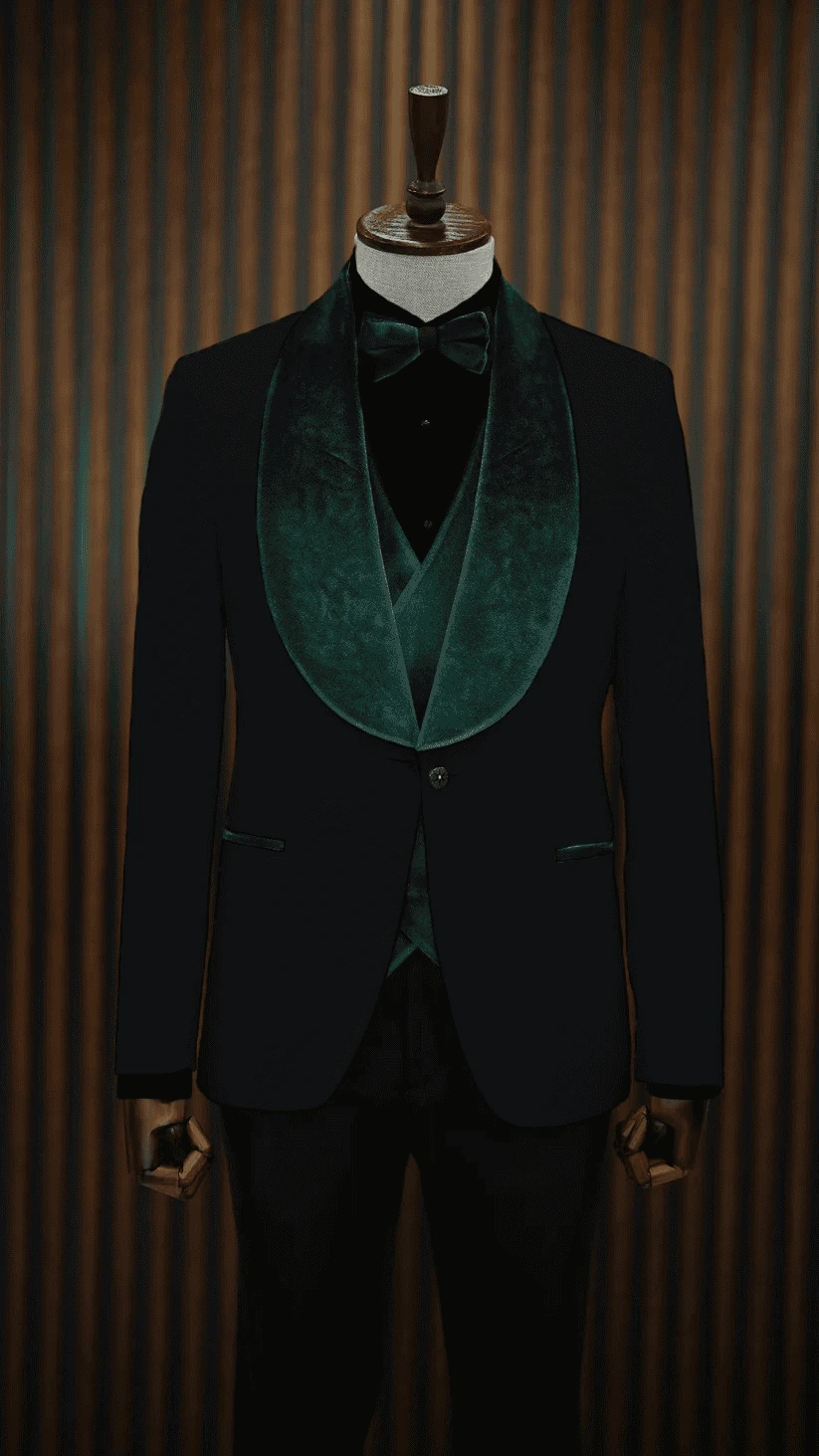 Neat Green & Black Tuxedo Suit 1 Neat Green & Black Tuxedo Suit