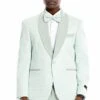 "Mint Green Men's Wedding Tuxedo - One Button Vested Honeycomb Lace Design"