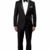 Men's Slim Fit One Button Satin Trim Peak Lapel Prom & Wedding Tuxedo In Black