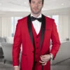 Mens Wool One Button Modern Fit Vested Shawl Prom Tuxedo In Red Red Tuxedos For Prom