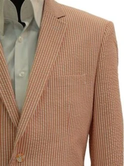 Alberto Nardoni Brand Orange Seersucker Sear Sucker Suit Blazer Sport Coat Jacket -Alberto Nardoni Shop Orange Suit1