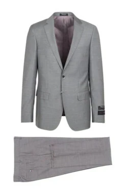 Porto Heather Gray, Slim Fit, Pure Wool Suit By Tiglio Luxe - E09063/26