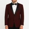 Paisley-300 Burgundy And Black Tuxedo Blazer With Bow Tie