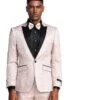 Mens One Button Slim Fit Paisley Blush Pink Wedding And Prom Tuxedo