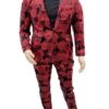 Paisley Suit - Black And Red Prom Suit - Slim Fit Stage Single Breasted Suit