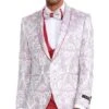 Mens One Button Vested Floral Print Prom And Wedding Tuxedo Pink Satin Vest And Pants