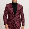 Mens Pink And Black Floral Tuxedo Suit – Slim Fit Two Piece Set