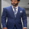 Mens 3 Piece 100 Percent Wool Suit - Affordable Italian Super 150's Fabric In Plaid Texture Fabric In Color Blue - Online Special