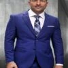 Mens 3 Piece 100 Percent Wool Suit - Affordable Italian Super 150's Fabric In Plaid Texture Fabric In Color Indigo - Online Special