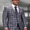 Mens 3 Piece 100 Percent Wool Suit - Affordable Italian Super 150's Fabric In Plaid Texture Fabric In Color Taupe - Online Special