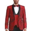 Mens Slim Fit One Button Shawl Lapel Prom Tuxedo In Red