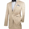 Mens 2 Button Slim Fit Paisley Prom Suit In Beige