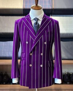 Mafia Outfit - Mobster Outfit - Italian Costume Purple Pinstripe Suit