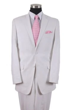 Mens 2 Button 100% Linen Suit With Elbow Patches In White