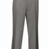 "Grey Wool Feel Men's Regular Fit Flat Front Dress Pants"