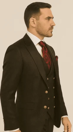 Men’s Formal 3-Piece Suit – Rossi Man Bond Slim Fit In Black | RM1751 -Alberto Nardoni Shop ROSSI MAN SLIM FIT 3 PIECE SUIT BOND RM1751 2