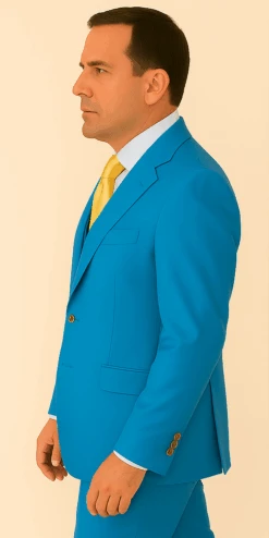 Rossi Man BOND RM1776 Slim Fit 3-Piece Suit – Tailored Turquoise Blue Suit For Formal Occasions -Alberto Nardoni Shop ROSSI MAN SLIM FIT 3 PIECE SUIT BOND RM1776 2