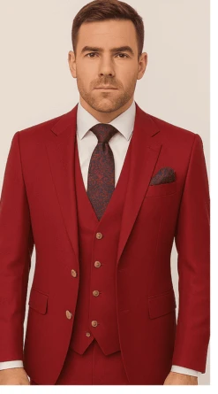 Rossi Man BOND RM1777 Slim Fit 3-Piece Red Suit – Modern Tailored Suit For Men -Alberto Nardoni Shop ROSSI MAN SLIM FIT 3 PIECE SUIT BOND RM1777 0d5d806d b109 45c1 9466 82a22c1509fc