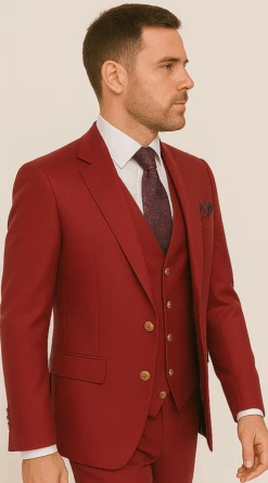 Rossi Man Bond Collection RM1777 – Premium Red Slim Fit 3-Piece Suit For Men -Alberto Nardoni Shop ROSSI MAN SLIM FIT 3 PIECE SUIT BOND RM1777 2