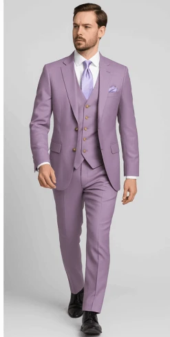 Rossi Man MAX RM1378 Slim Fit 3-Piece Suit – Sophisticated Solid Lavender Suit For Men -Alberto Nardoni Shop ROSSI MAN SLIM FIT 3 PIECE SUIT MAX RM1378 3