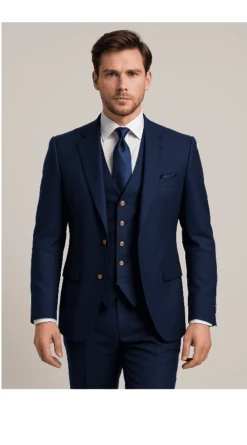 Modern 3-Piece Suit For Men – Rossi Man Max Tailored Slim Fit In Solid Navy | RM1393 9 Modern 3-Piece Suit For Men – Rossi Man Max Tailored Slim Fit In Solid Navy | RM1393 -Alberto Nardoni Shop ROSSI MAN SLIM FIT 3 PIECE SUIT MAX RM1393