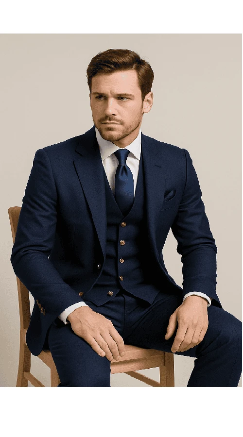 Modern 3-Piece Suit For Men – Rossi Man Max Tailored Slim Fit In Solid Navy | RM1393 4 Modern 3-Piece Suit For Men – Rossi Man Max Tailored Slim Fit In Solid Navy | RM1393 - Image 4