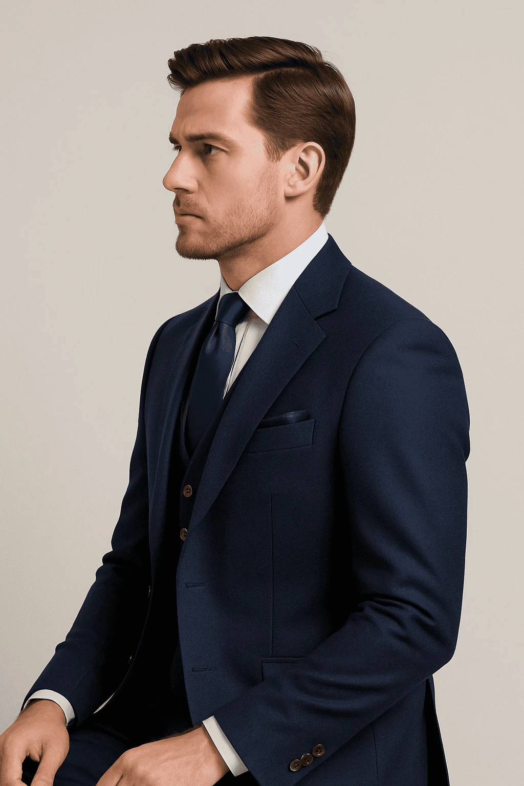 Modern 3-Piece Suit For Men – Rossi Man Max Tailored Slim Fit In Solid Navy | RM1393 2 Modern 3-Piece Suit For Men – Rossi Man Max Tailored Slim Fit In Solid Navy | RM1393 - Image 2