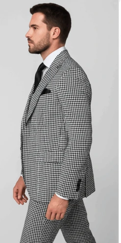 Rossi Man MAX RM1710 Slim Fit 3-Piece Suit – Modern Black And White Suit For Men -Alberto Nardoni Shop ROSSI MAN SLIM FIT 3 PIECE SUIT MAX RM1710 2