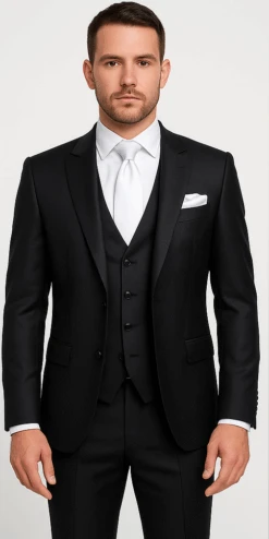 Rossi Man MAX RM1712 Slim Fit 3-Piece Suit – Stylish Black Formalwear For Men -Alberto Nardoni Shop ROSSI MAN SLIM FIT 3 PIECE SUIT MAX RM1712 2