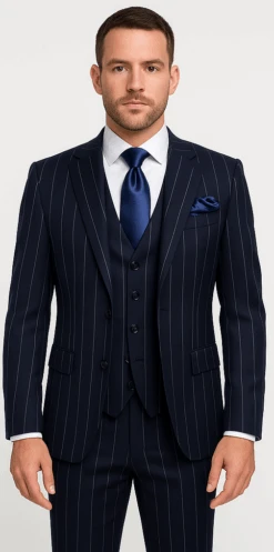 Rossi Man MAX RM1725 Slim Fit 3-Piece Suit – Modern & Stylish Navy Suit For Men -Alberto Nardoni Shop ROSSI MAN SLIM FIT 3 PIECE SUIT MAX RM1725
