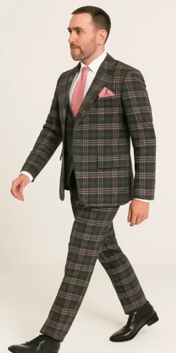 Rossi Man MAX RM1739 Slim Fit 3-Piece Suit – Stylish Black And Pink Tailored Suit For Men -Alberto Nardoni Shop ROSSI MAN SLIM FIT 3 PIECE SUIT MAX RM1739 3